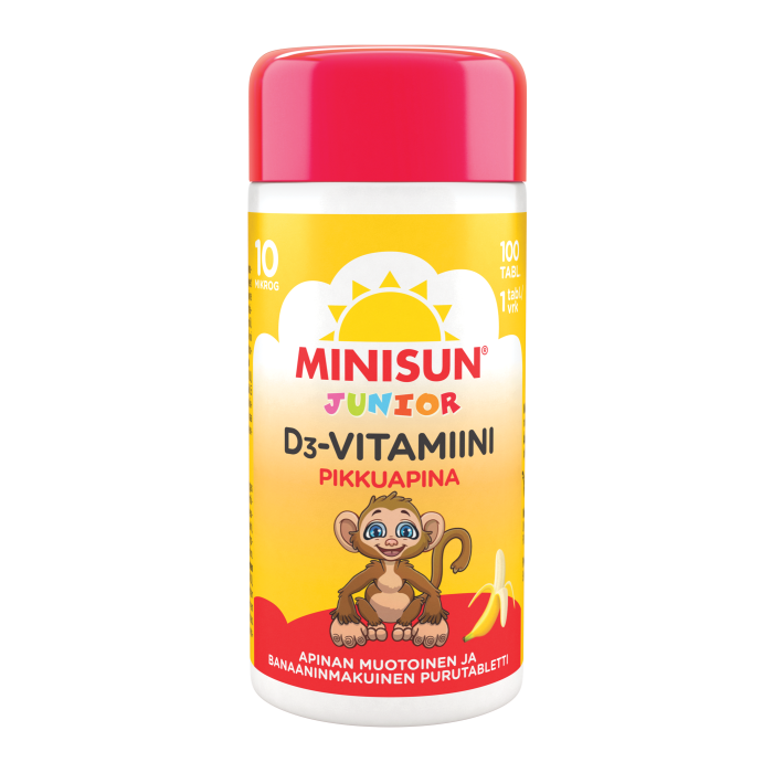 Minisun D-vitamiini Banaani Apina jr.10 mikrog 100 tabl bild 4