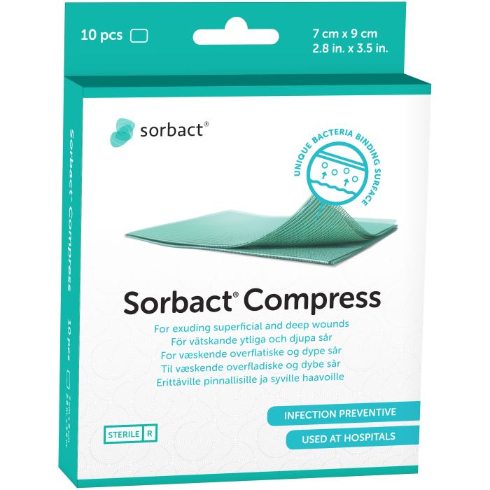 Sorbact Compress 7 cm x 9 cm 98131 10 KPL kuva 3
