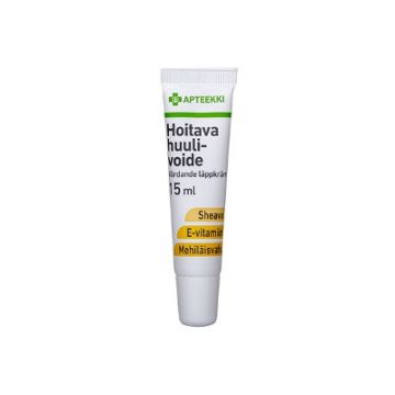 APTEEKKI Hoitava huulivoide displayssa