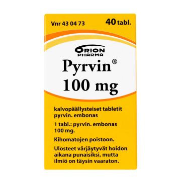 PYRVIN 100 mg tabl, kalvopääll 40 kpl