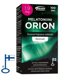 MELATONIINI ORION 1,9 MG SUUSSA HAJOAVA 100 TABL