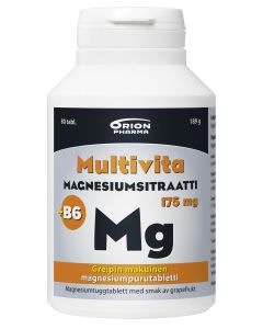 Multivita Magnesiumsitraatti +B6 greippi 175mg/2mg 80 purutabl