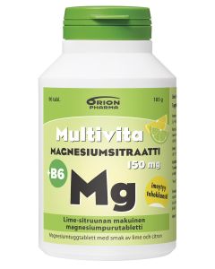 Multivita Magnesiumsitraatti +B6 lime-sitruuna 150 mg 90 purutabl
