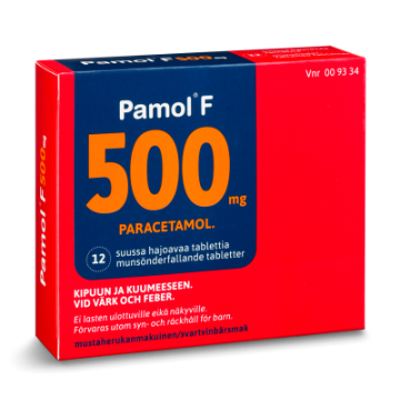PAMOL F 500 mg tabl, suussa hajoava 12 fol