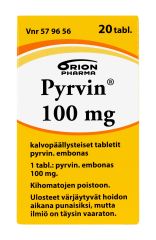 PYRVIN 100 mg tabl, kalvopääll 20 kpl