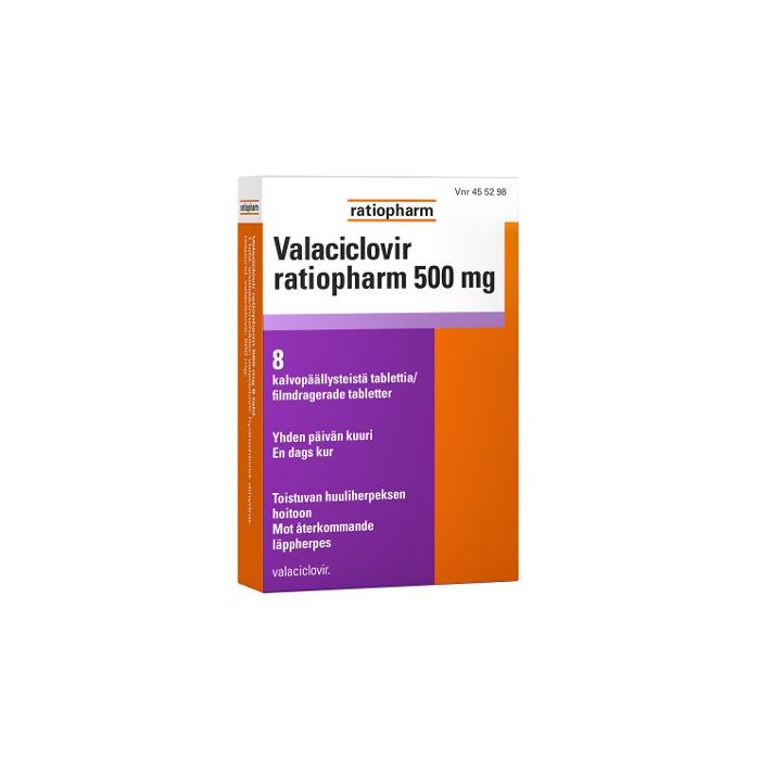 1000006775_VALACICLOVIR_RATIOPHARM_500_mg_tabl_kalvopaall_8_fol_pakkauskuva_Pakkauskuva7128_jpg